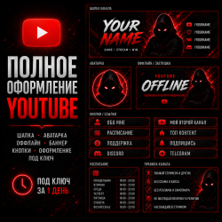 YouTube [Оформление канала | Аватарка | Оффлайн баннер | Шапка | Кнопки]